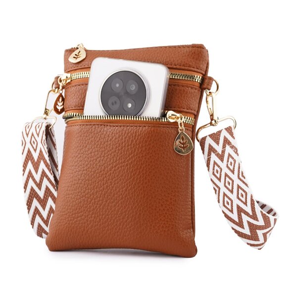 Artizanni Womens Crossbody Vegan Clutch Purse Satchel with Guitar Strap (Cognac) - Picture 5 of 11